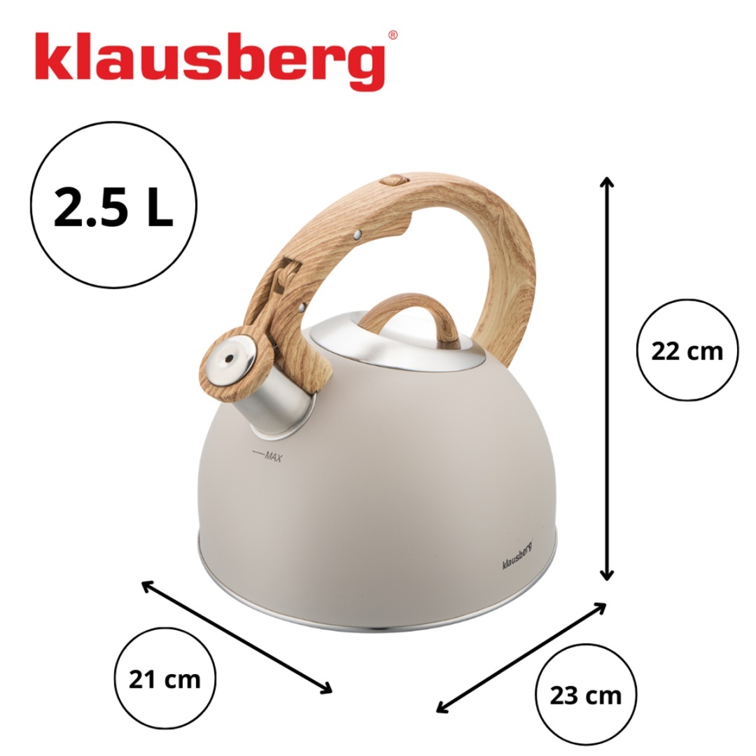 CZAJNIK STALOWY Z GWIZDKIEM 2,5L KLAUSBERG KB-7913